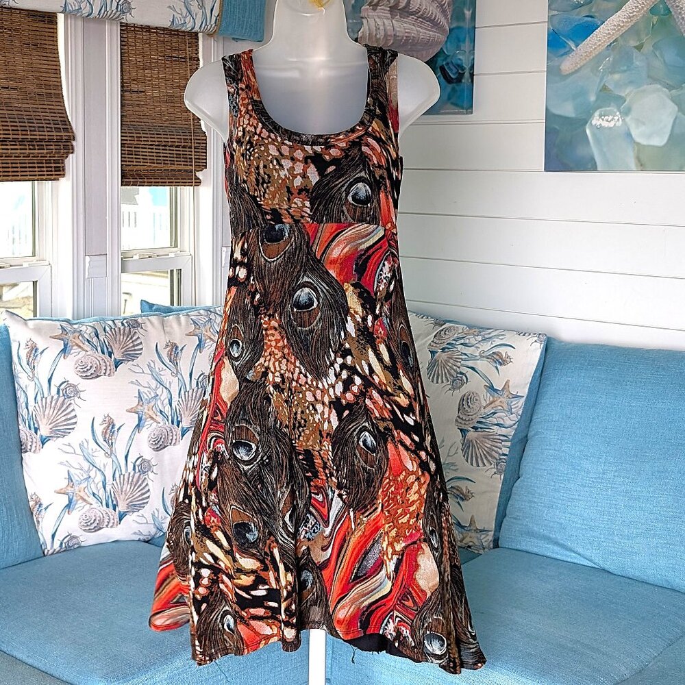 NWOT Karen Kane Peacock Feather Mesh Tank Dress - Small